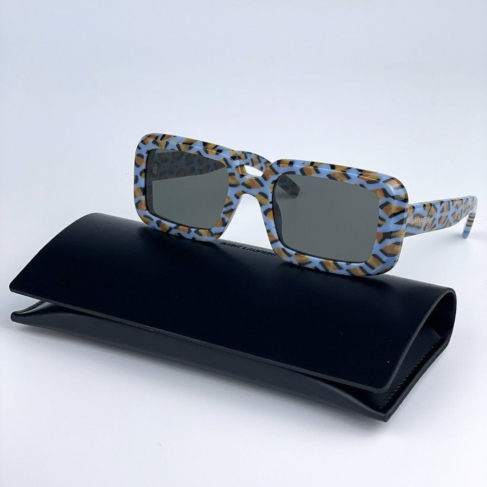SALE! NEW Saint Laurent SL534 SUNRISE 008 Violet Rectangle Unisex Sunglasses - Picture 3 of 12